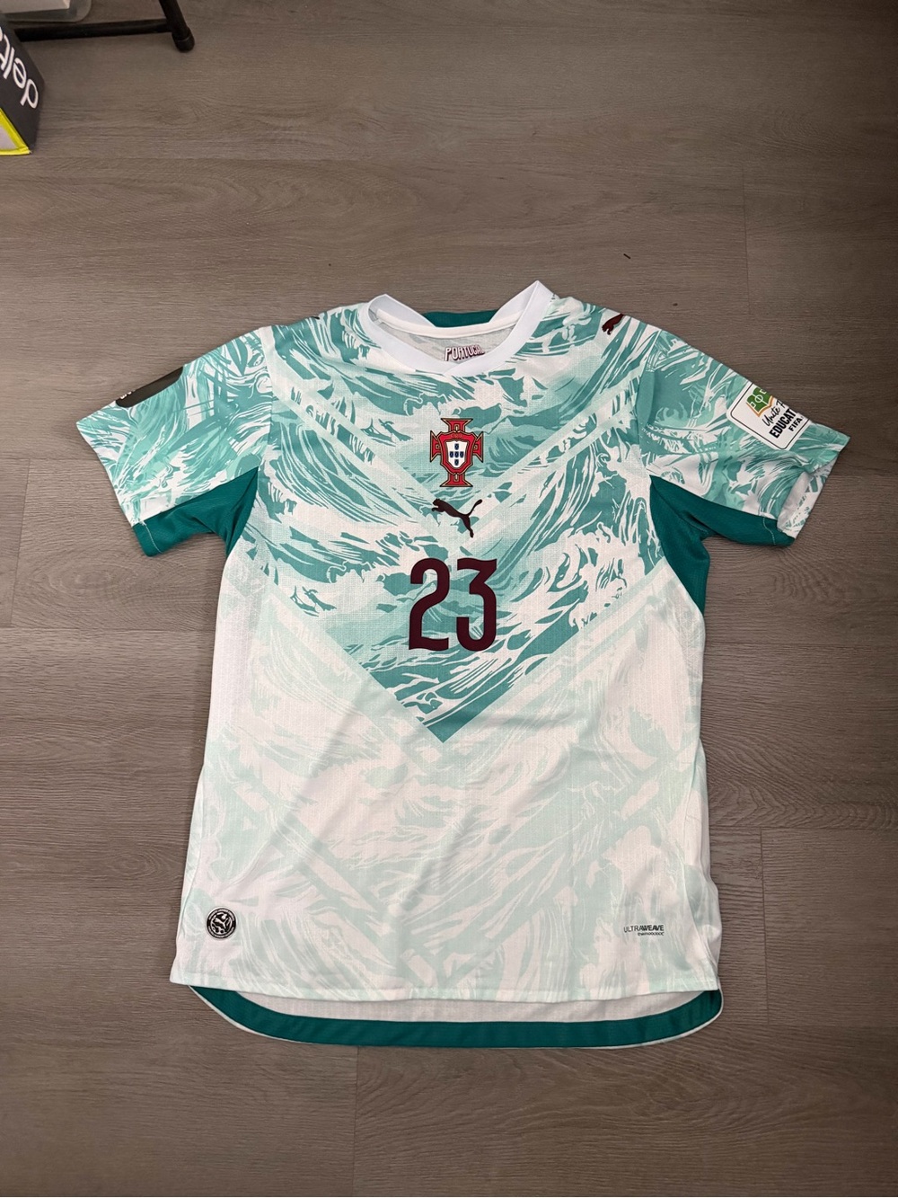 Puma Portugal #23 White Teal Wave Football Jersey